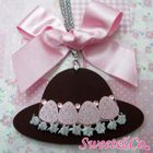 Sweet & Co. - Sweet XL Pink Ribbon Swarovski Crystal Strawberry Choco Hat Necklace