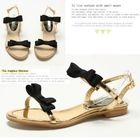 MODELSIS - Genuine Leather Bow-Accent Sandals