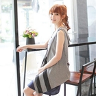 eFashion - Sleeveless Striped Hooded Cardigan