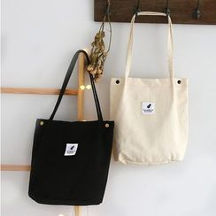 Ms Bean - Printed Applique Canvas Tote Bag Ms Bean - Printed Applique Canvas Tote Bag