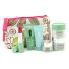 Clinique - Travel Set: Liquid Soap + Concentrate + YS SPF 15 + YS Night + Eye Cream + Lipstick + Bag