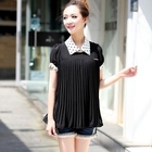 Meteshow - Detachable-Collar Pleated Chiffon Top