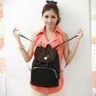 Nillie Shop - Badge-Accent Dotted Canvas Backpack