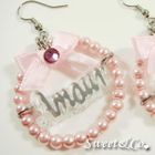 Sweet & Co. - Sweet Mirror 'Amour' Ribbon Pink Pearl Earrings