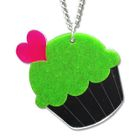 Sweet & Co. - XL Glitter Green Cupcake Mirror Long Necklace