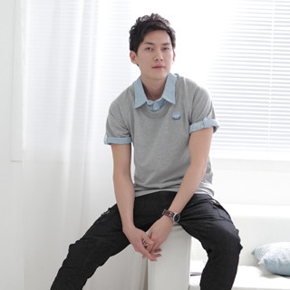 Short-Sleeve Pullover With Mock Collar