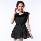 O.SA - Tie-Waist Ruffle Dotted Top