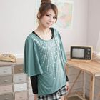 CatWorld - Set: Wide-Sleeve Studded Top + T-Shirt