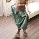 CatWorld - Faux-Suede Pleated Maxi Skirt