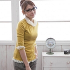 CatWorld - Contrast Frill-Trim Top