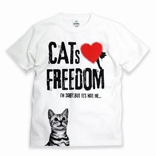 [Unisex] Print Crewneck T-Shirt - Cats Love Freedom