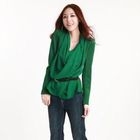 O.SA - Chiffon-Panel Drape-Front Jacket