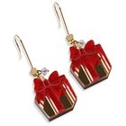 Sweet & Co. - Glitter Red Present Dangle Gold Earrings