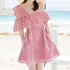 Amella - Off-Shoulder Lace A-Line Dress Amella - Off-Shoulder Lace A-Line Dress