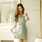 Tokyo Fashion - Contrast-Collar Floral Dress