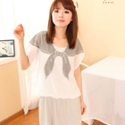 ZOO - Bow-Print Striped Panel Dress