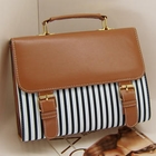 19th Street - Striped Buckled Briefcase