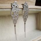 MyLittleThing - Elegant Cloudy Silver Long Earrings