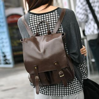 59 Seconds - Buckled Faux Leather Backpack 59 Seconds - Buckled Faux Leather Backpack