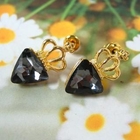 Angelove - Rhinestone Crown Earrings