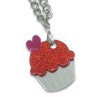 Sweet & Co. - Sweet Glitter Red Mirror Cupcake Silver Necklace