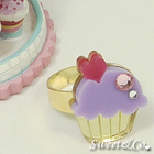 Sweet & Co. - Mini Purple Cupcake Crystal Gold Ring