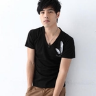 MR.PARK - Feather-Print V-Neck T-Shirt