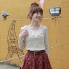 CLICK - Knit Lace Bib Long Sleeve Top