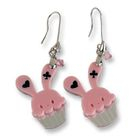 Sweet & Co. - Sweet Pink Bunny Cupcake of Heart Swarovski Crystal Dangle Earrings