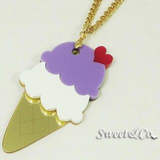 Purple Mirror Ice-Cream Gold Necklace