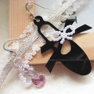 Ribbon and Ballet Slipper Earrings with Swarovski Crystal