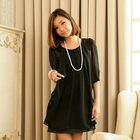 JK2 - Elbow-Sleeve Pleated Satin Dress