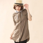 CatWorld - Contrast Hooded Long Shirt