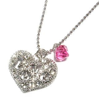 'Love Heart' Necklace with Pink Swarovski Crystal 'Love Heart' Necklace with Pink Swarovski Crystal