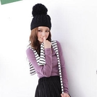 D.P-Shop - Inset Striped Scarf Long Sleeve Top