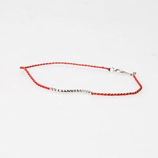 Twisted Silver-Bar Accent Silk Bracelet