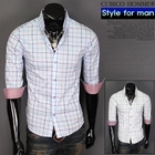 CUBICO - Button-Down 3/4-Sleeve Check Shirt