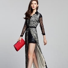 Othermix - Lace-Overlay Maxi Shirtdress