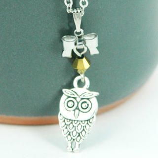Silver Ribbon Owl Necklace Silver Ribbon Owl Necklace