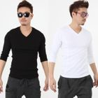 TOPGUYS - V-Neck 3/4-Sleeve T-Shirt