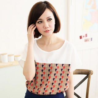 Short-Sleeve Printed Panel T-Shirt
