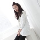 prischu essentials - Faux Leather Panel Studded Cardigan