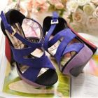 Mancienne - Cross-Strap Color-Block Platform Sandals