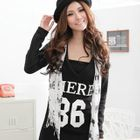 RingBear - 'MERE86' Print Hooded V-Neck T-Shirt