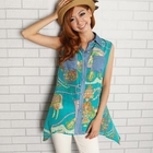 ZOO - Contrast-Trim Patterned Sleeveless Shirt
