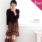 Envy Look - Knit Cardigan + Short-Sleeve Chiffon Dress