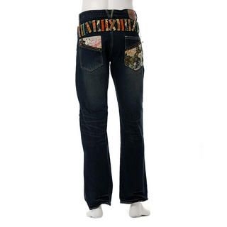 Double Waistband Printed Trim Jeans