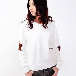 Elbow-Patch Zip Accent Top