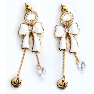 Rhinestone Bow-Accent Drop Earrings