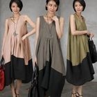 HALUMAYBE - Linen Blend Sleeveless Dress